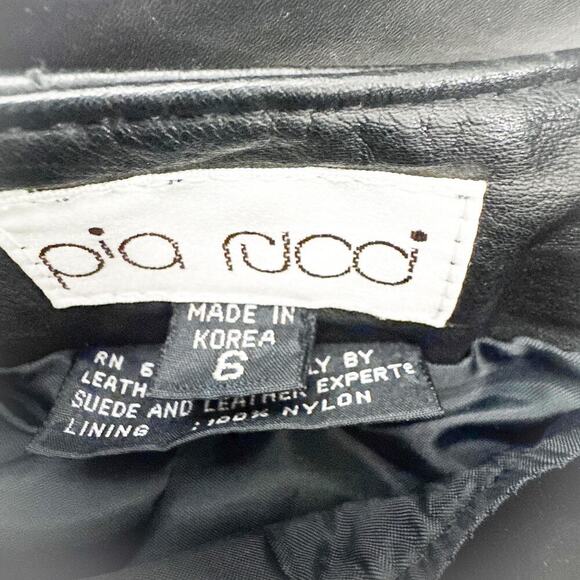Pia Rucci Belted Leather Motorcycle Denim Skinny Pants Black Size 6 VINTAGE - Picture 7 of 8